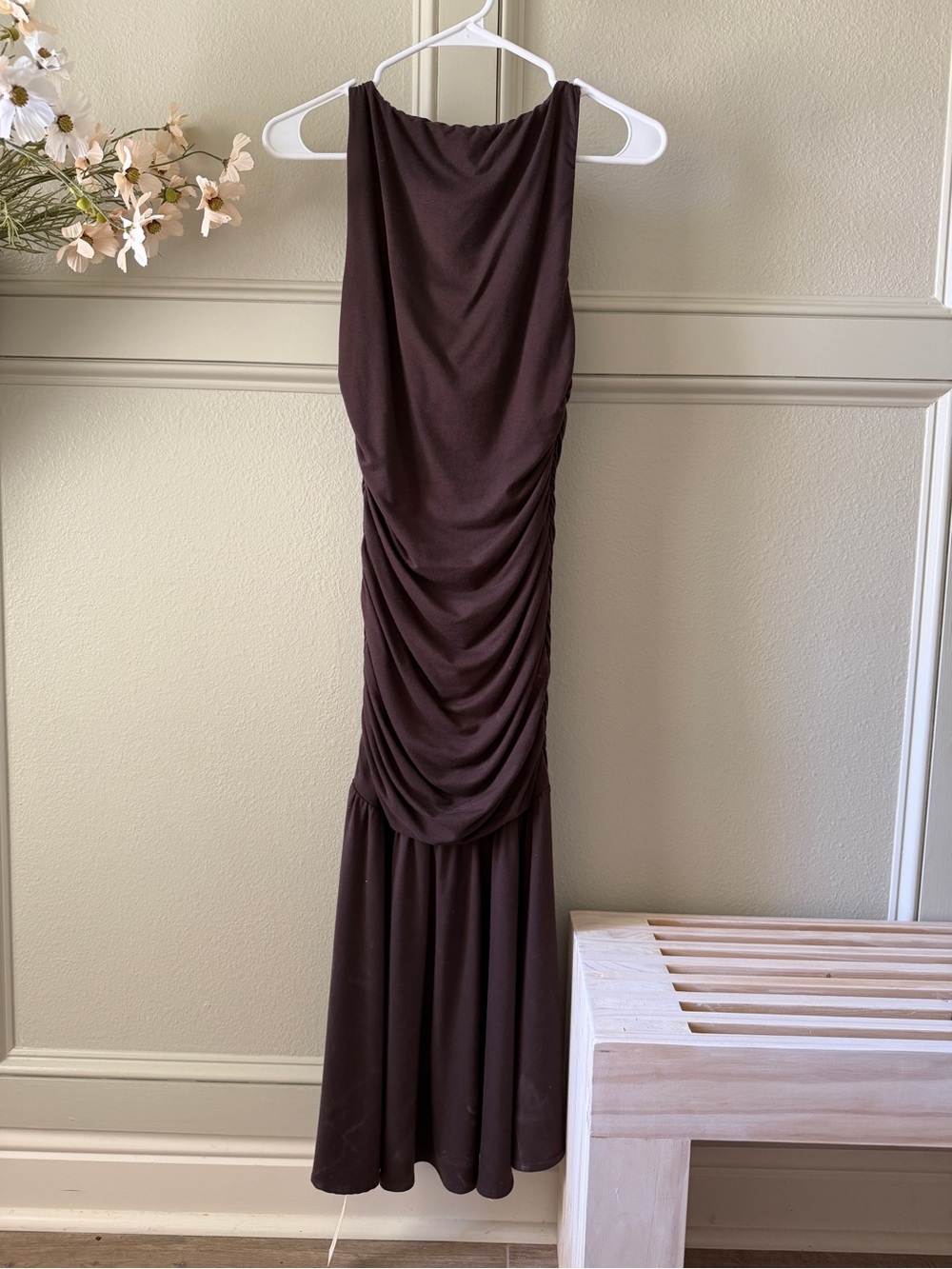 Reformation Brown Sleeveless Square-Neck Midi Dress - Picture 5 of 6